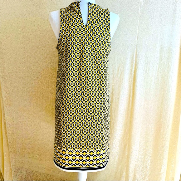 Banana Republic Diamond Print Sleeveless Shift Work Dress Small NWT - Picture 3 of 6